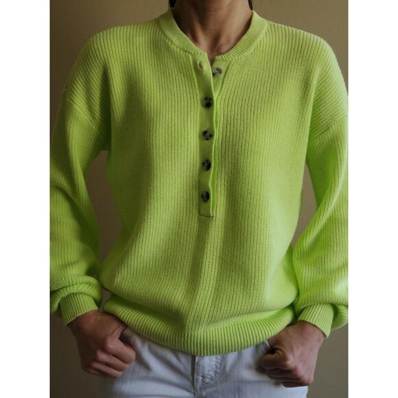 Loft Sweater LOT Pullover Henley Off Shoulder Navy Blue Yellow Size XL C130 - Picture 3 of 14